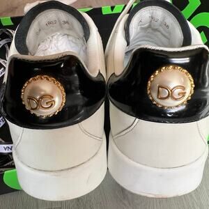 Dolce and Gabbana Calfskin nappa Portofino sneakers with lettering
